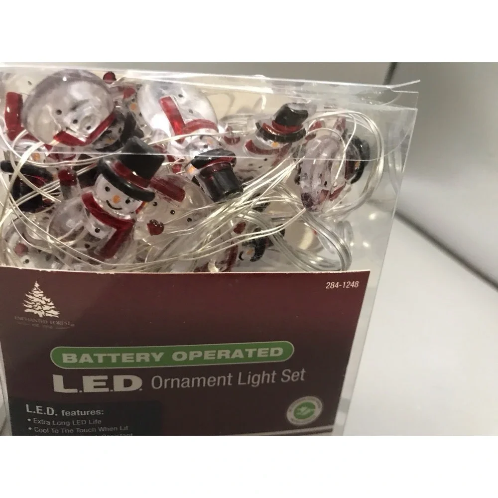 LED Battery Operated Ornament‎ Light Set 1 Reindeer 1 Snowman 8.33